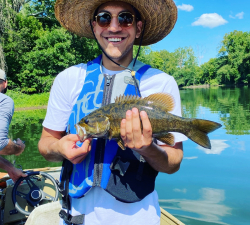 Boat fishing trip for smallmouth bass on the schuylkill river with top water trips, llc